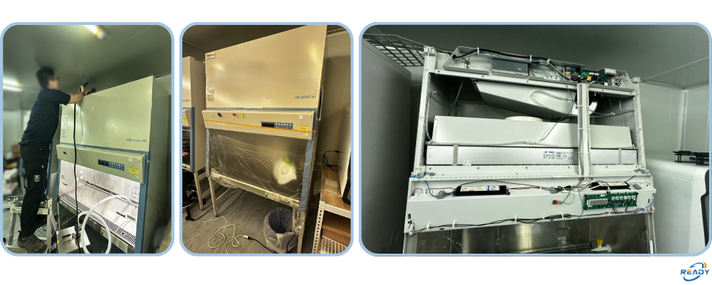 BSC 生物安全操作櫃濾網更換｜下吹氣流/入口氣流/HEPA 洩漏測試 & 燻蒸消毒｜READY 銳靛生技