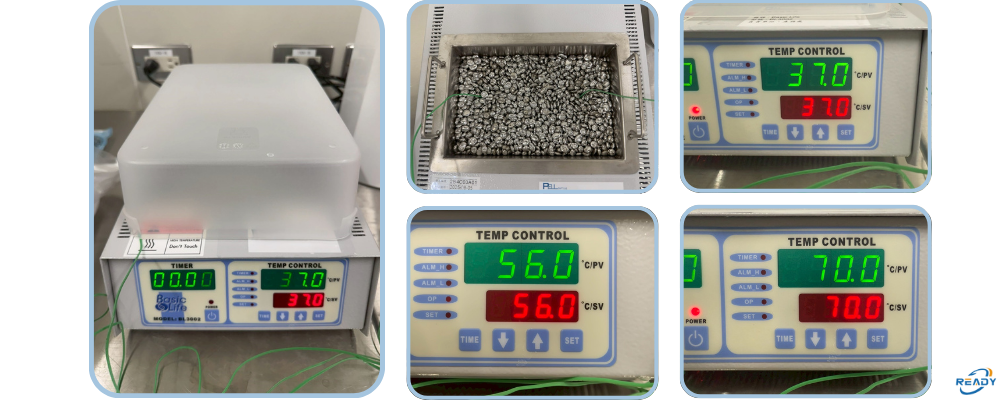 乾浴槽校驗紀錄｜溫度穩定性測試 37°C / 56°C / 70°C｜READY 銳靛生技